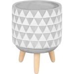 Ghiveci decorativ MagicHome cu mozaic gri/alb, din ciment, cu picioare, 13x13x12 cm