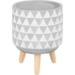 Ghiveci decorativ MagicHome cu mozaic gri/alb, din ciment, cu picioare, 13x13x12 cm