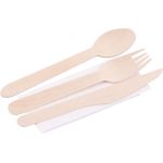 Set tacâmuri ECO din lemn MagicHome Woodline cu șervețel, 4 piese