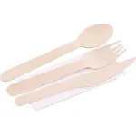 Set tacâmuri ECO din lemn MagicHome Woodline cu șervețel, 4 piese