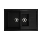 Chiuvetă de bucătărie din granit Elefant Premium Toskana negru, 2 cuve, 775x495 mm