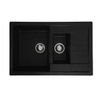 Chiuvetă de bucătărie din granit Elefant Premium Toskana negru, 2 cuve, 775x495 mm