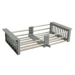 Scurgător extensibil pentru chiuvetă 41x27 cm, gri, din inox și plastic