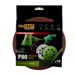 Set 10 discuri abrazive ProCraft KD180.80 pentru șlefuitor excentric, P80, 180 mm