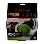 Discuri abrazive 225 mm P240 pentru șlefuitor excentric ProCraft, set 10 buc