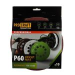 Set 10 discuri abrazive ProCraft KD225.60 P60, 225 mm, 10 găuri