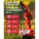 Mini fierăstrău cu lanț Elefant EBS-104, 20V/4Ah, brushless, 2 lame și cutie
