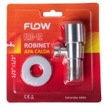 Robinet colțar pentru apă caldă Flow FRC-12 1/2" x 1/2" din inox, cu rozeta