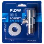 Robinet pentru apă rece Flow FRR-12, 1/2" x 1/2", inox, cu rozeta inclusă