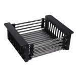 Scurgător extensibil negru din inox Flow, pentru chiuvetă/blat 26–41,5 cm