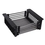 Scurgător extensibil negru din inox Flow, pentru chiuvetă/blat 26–41,5 cm