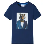 Tricou pentru copii cu mâneci scurte, albastru închis, 128 GartenMobel Dekor