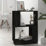 Bibliotecă/Separator cameră negru 51x25x70 cm lemn masiv de pin GartenMobel Dekor