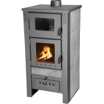 Sobă pe lemne cu teracotă Taurus Ceramic gri, 12 kW, cuptor, Ø120 mm