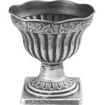 Ghiveci decorativ Strend Pro Antik cu farfurie, 30x30 cm, argintiu