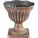 Ghiveci decorativ Antik auriu 30x30 cm cu farfurie, efect metalic