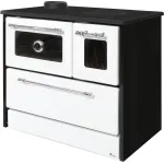 Soba tip plită Omega 701-G cu cuptor cu geam, alb, evacuare stânga