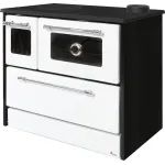 Soba-cuptor pe lemne Strend Pro Omega 701-G cu geam, alb, evacuare dreapta