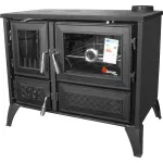 Soba tip sporac STELA 801 cu plită și cuptor, evacuare dreapta, neagră