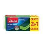 Bureți de vase Vileda Ultra Fresh antibacterieni, set 2+1 gratis