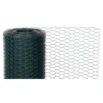Plasă hexagonală PVC verde RAL 6005, 1x10 m, ochi 20 mm, sârmă 0,9 mm