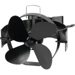 Ventilator pentru sobă/șemineu Strend Pro pe burlan, termo, 4 pale, negru