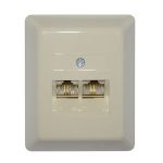 Priză telefon dublă 8P4C (RJ11), montaj îngropat, culoare crem
