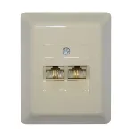 Priză telefon dublă 8P4C (RJ11), montaj îngropat, culoare crem