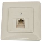 Priză ISDN 8P4C îngropată, albă, pentru conexiuni telecom în perete