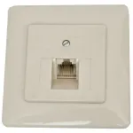 Priză ISDN 8P4C îngropată, albă, pentru conexiuni telecom în perete