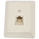 Priză ISDN 8P4C pentru telefonie/date, montaj aparent, alb