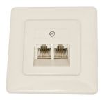 Priză ISDN dublă 8P4C îngropată pentru montaj în perete, culoare albă