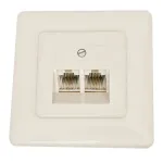 Priză ISDN dublă 8P4C îngropată pentru montaj în perete, culoare albă