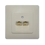 Priză telefon dublă UTP 8P4C (RJ11), montaj încastrat, alb