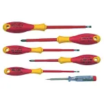 Set șurubelnițe izolate VDE, plate și PH, cu tester – 6 piese