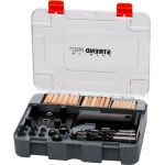 Set Strend Pro Premium pentru imbinari cu dibluri, ghid de gaurire, 83 piese