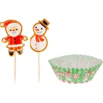 Set forme din hârtie și toppere pentru muffins/cupcakes de Crăciun, 48 buc