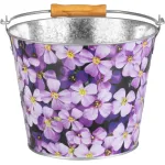 Găleată metalică Strend Pro 5 L cu imprimeu floral/fructe și mâner din lemn