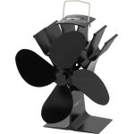 Ventilátor Strend Pro, krbový, stojanový, poháňaný teplom, 4-lopatkový, čierny