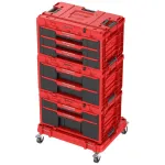 Set modular Qbrick System ONE Workshop Red cu platforma pe roti si sertare