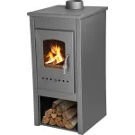 Sobă pe lemne Thalia Nera Lite 5,4 kW, gri – randament 81,4%