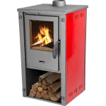 Sobă pe lemne Thalia Pella S roșie, 5,4 kW, randament 81,4%