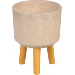 Ghiveci Strend Pro cu aspect bambus si picioare, 20x20x26 cm