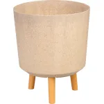 Ghiveci decorativ Strend Pro, aspect fibra de bambus, 30x30x37 cm, cu picioare