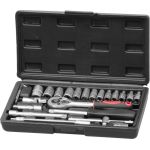 Trusă chei tubulare Strend Pro 25 piese, 1/4 cu clichet, în cutie