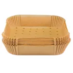 Hârtie pentru air fryer pătrată Beper 24x24 cm, set 50 tăvițe