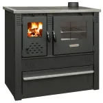 Soba cu plita Pro PANONIA Steel 10,54 kW, neagra, evacuare dreapta