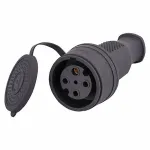 Cuplă trifazică 32A cauciucată, cu capac de protecție pentru uz industrial