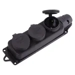 Grup 3 prize cauciucat negru 16A pentru șantier, rezistent la uzură