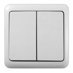 Întrerupător dublu aplicat Lezard, alb, pentru controlul a două circuite